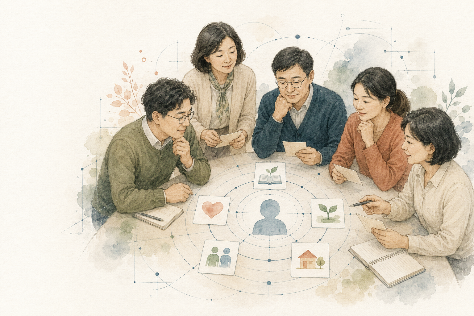 여러 학교의 교직원이 학생의 신호를 함께 읽고 통합지원 방안을 협의하는 모습